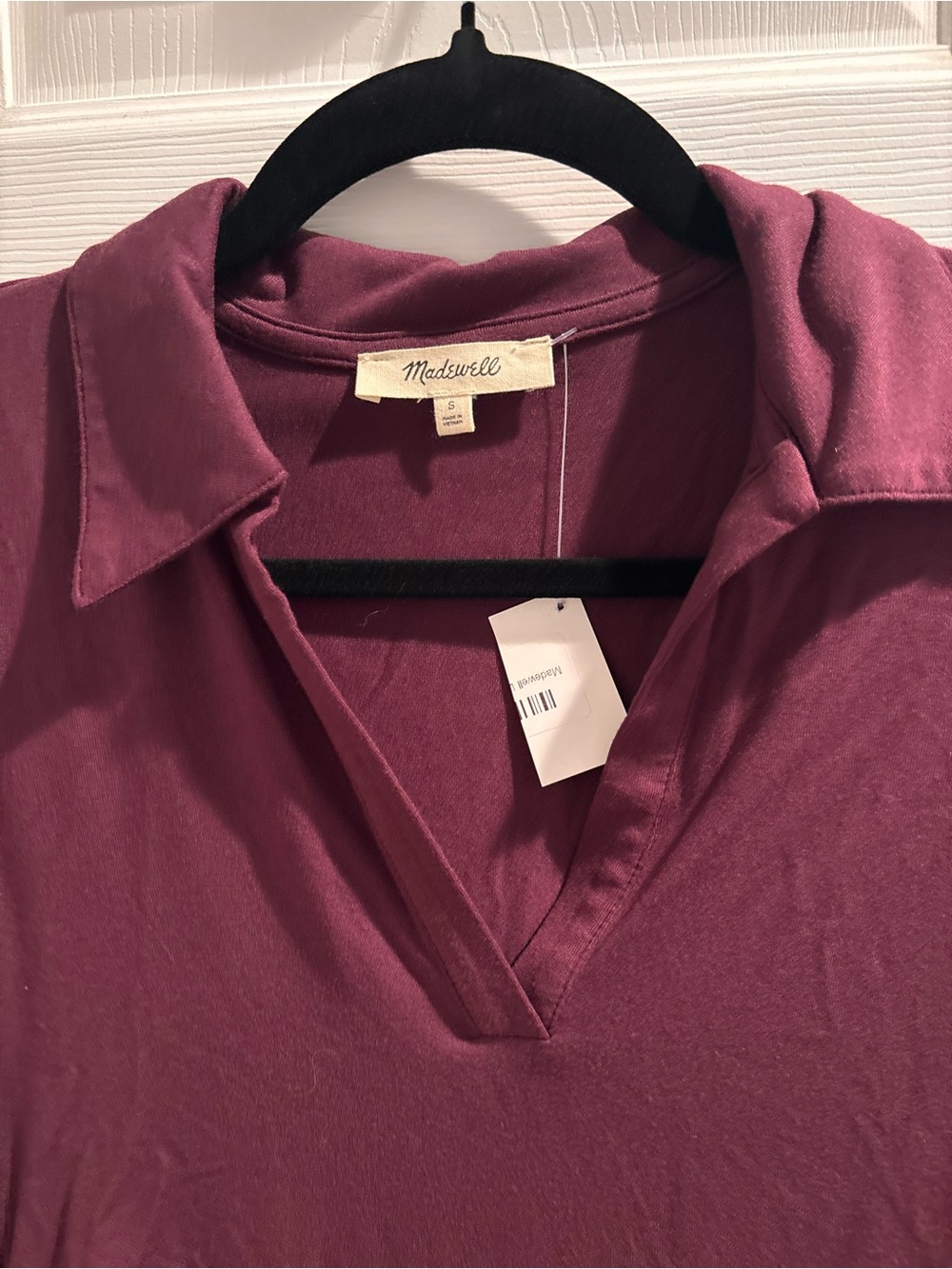 Madewell Raspberry Collared V-Neck Long Sleeve Top - Picture 4 of 9